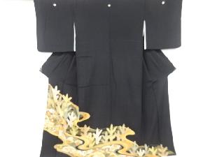 若松に地紙・宝尽くし模様留袖(比翼付き)